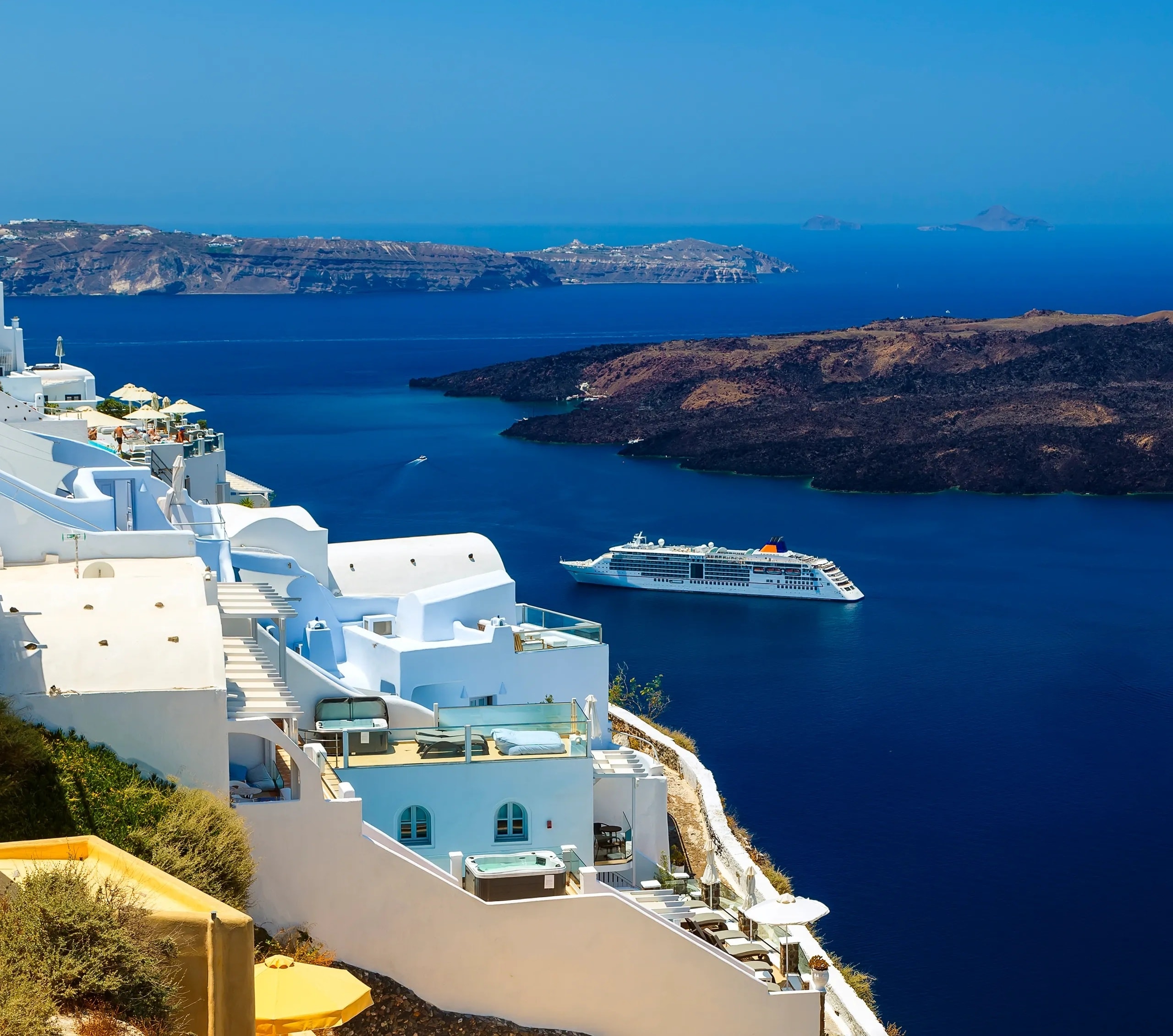 Mediterranean cruise Santorini Greece scenic coastline